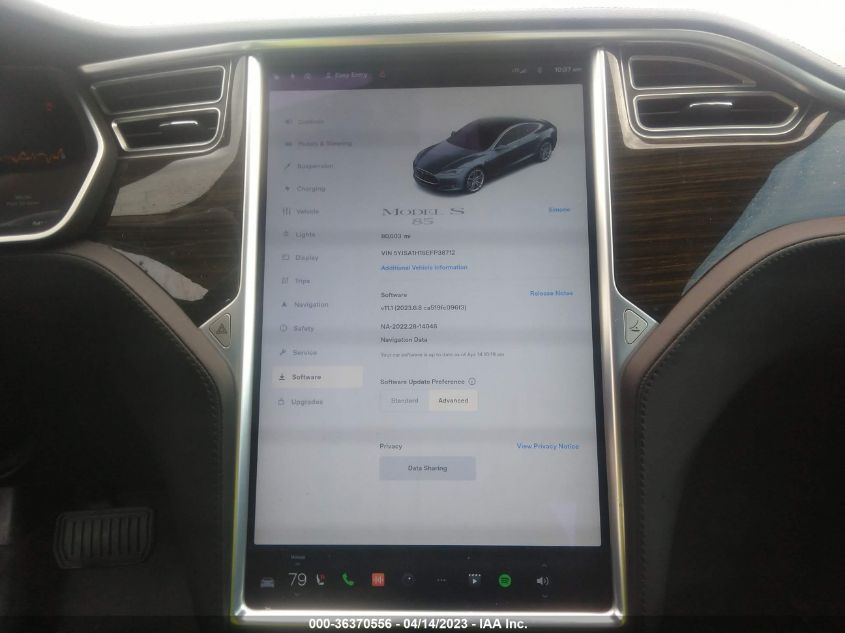 2014 TESLA MODEL S 60 KWH BATTERY/P85 - 5YJSA1H16EFP38712