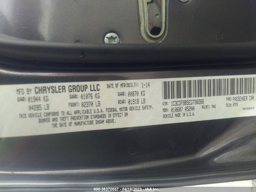 2014 DODGE DART SXT - 1C3CDFBB5ED738268