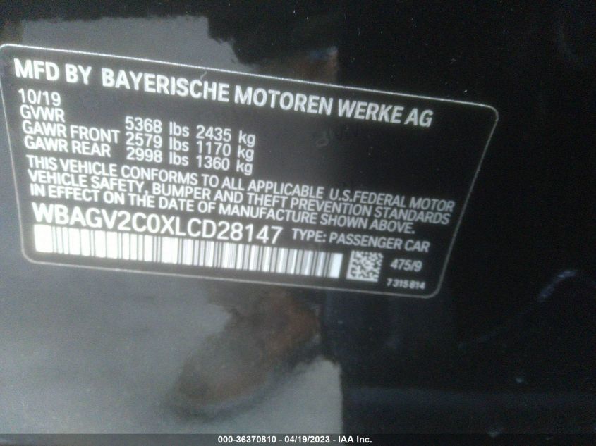 2020 BMW 8 SERIES 840I - WBAGV2C0XLCD28147
