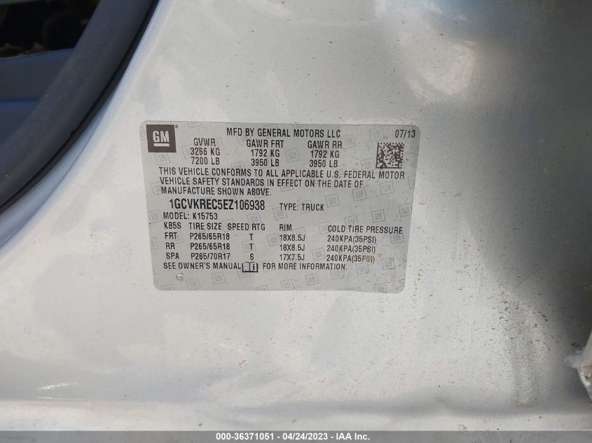2014 CHEVROLET SILVERADO 1500 LT - 1GCVKREC5EZ106938