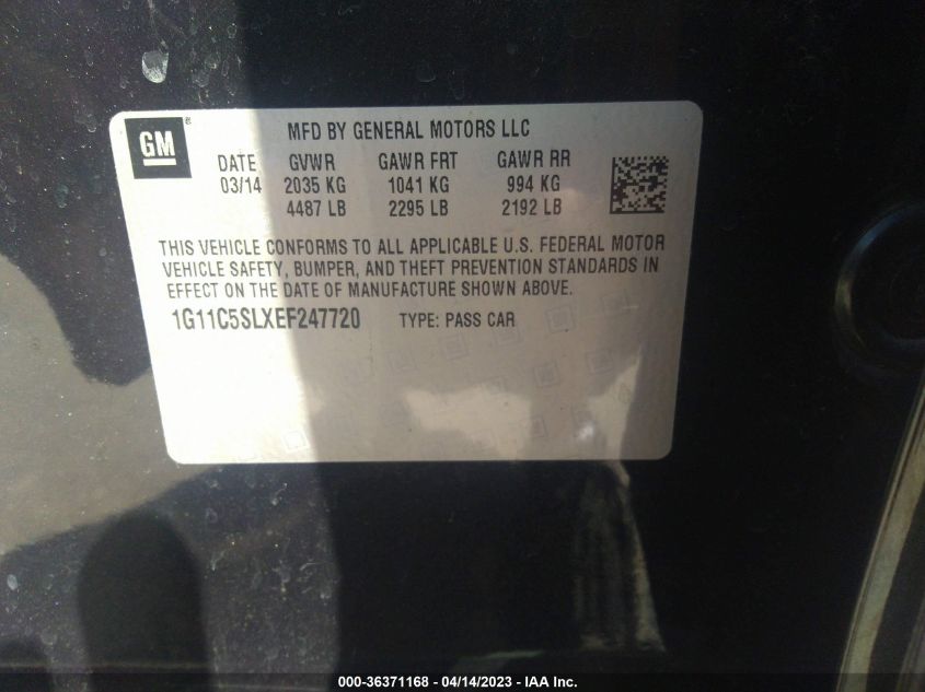2014 CHEVROLET MALIBU LT - 1G11C5SLXEF247720
