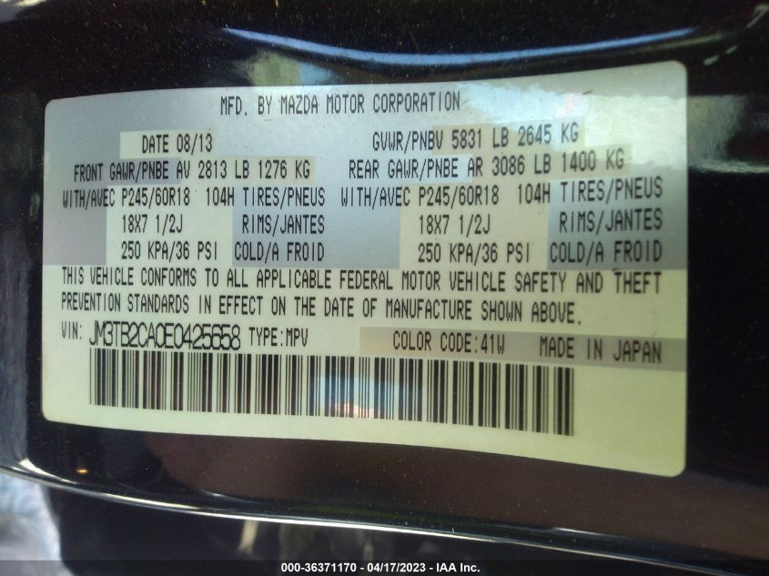 2014 MAZDA CX-9 TOURING - JM3TB2CA0E0425658