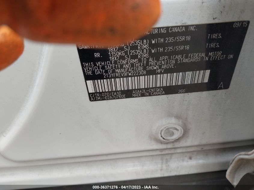 2015 TOYOTA RAV4 LIMITED - 2T3YFREV9FW222308