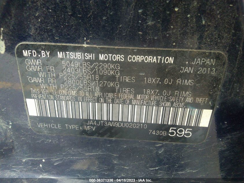 2013 MITSUBISHI OUTLANDER SE - JA4JT3AW9DU020210