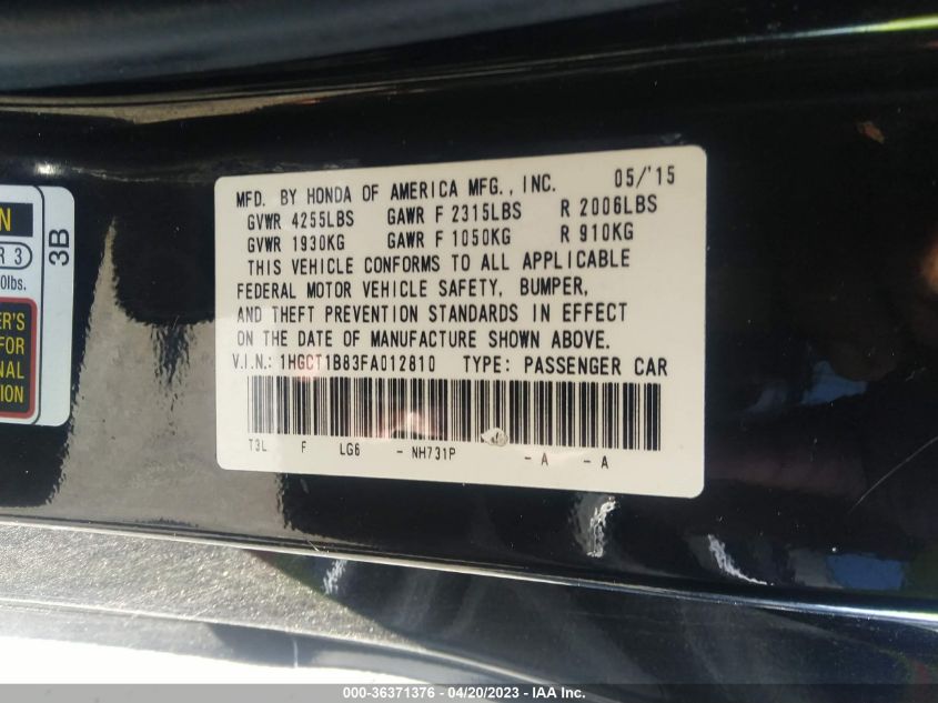 2015 HONDA ACCORD COUPE EX-L - 1HGCT1B83FA012B10