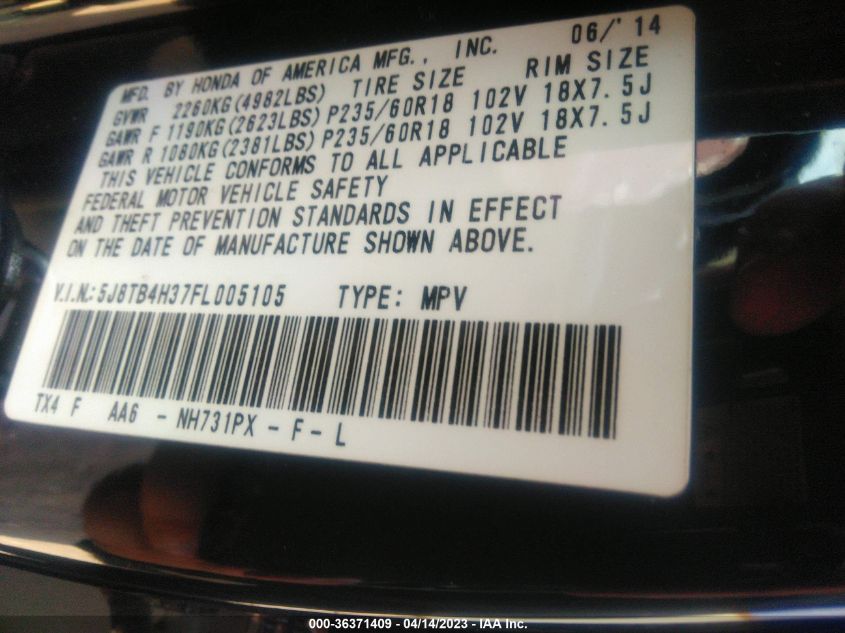 2015 ACURA RDX - 5J8TB4H37FL005105