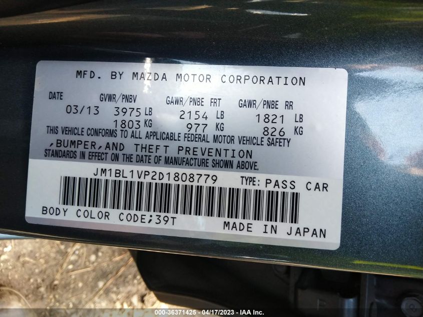 2013 MAZDA MAZDA3 I TOURING - JM1BL1VP2D1808779