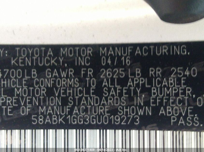 2016 LEXUS ES 350 - 58ABK1GG3GU019273