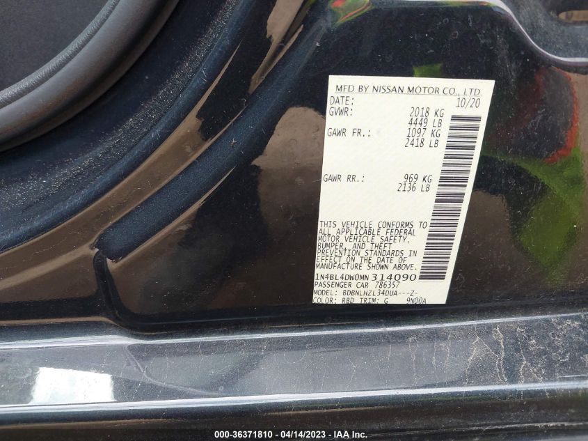 2021 NISSAN ALTIMA 2.5 SV - 1N4BL4DW0MN314090