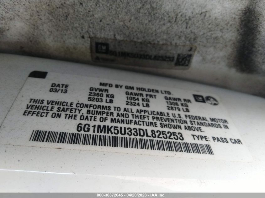 2013 CHEVROLET CAPRICE POLICE PATROL POLICE - 6G1MK5U33DL825253
