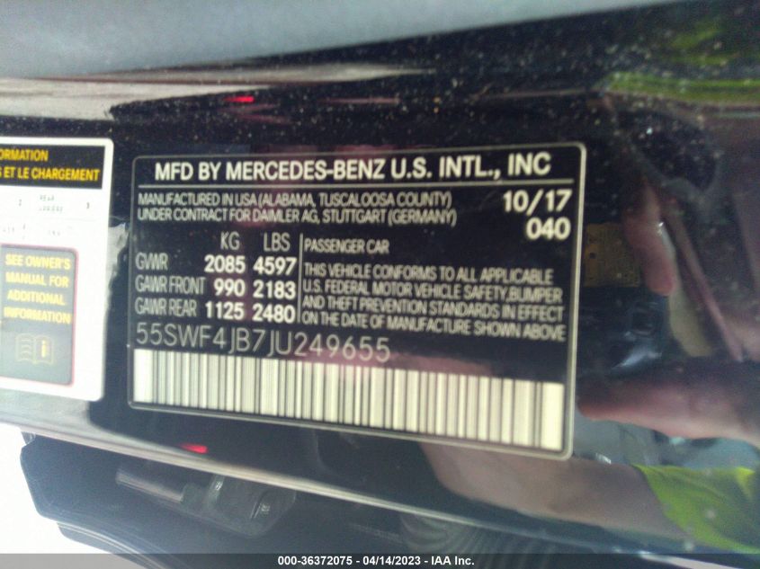 2018 MERCEDES-BENZ C 300 55SWF4JB7JU249655