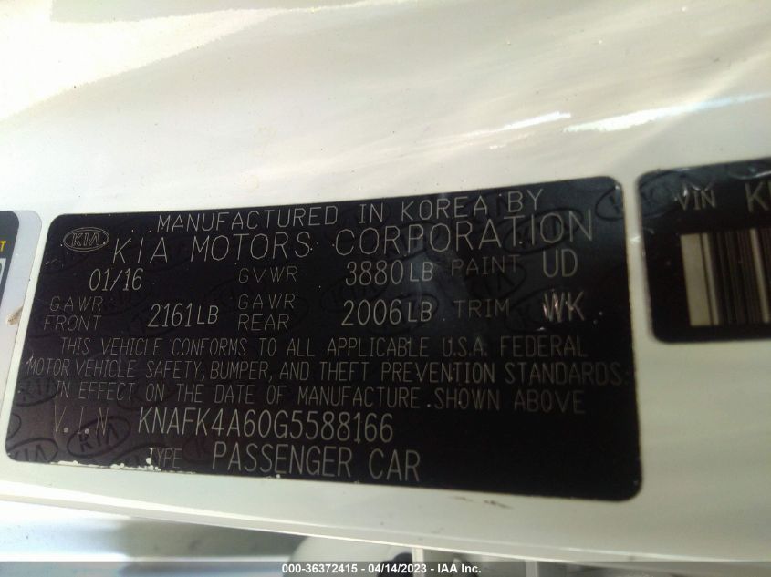 2016 KIA FORTE LX - KNAFK4A60G5588166