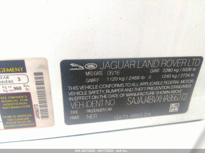 2017 JAGUAR XE 35T PREMIUM - SAJAJ4BVXHA956272