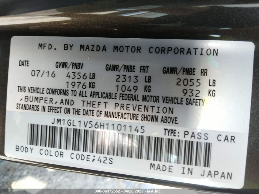 2017 MAZDA MAZDA6 TOURING - JM1GL1V56H1101145