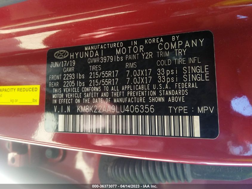 2020 HYUNDAI KONA SEL - KM8K22AA9LU406356