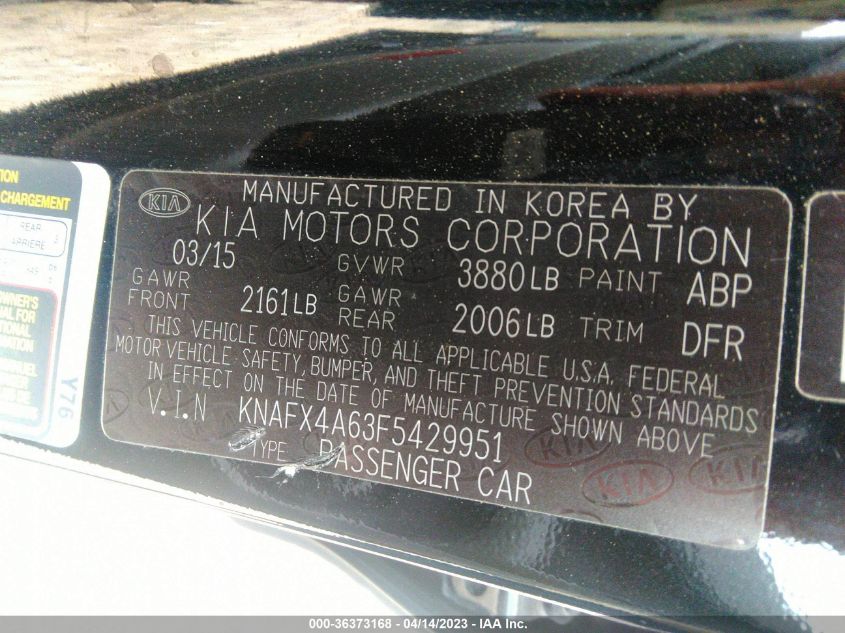 2015 KIA FORTE LX - KNAFX4A63F5429951