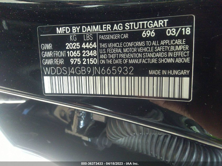 2018 MERCEDES-BENZ CLA CLA 250 - WDDSJ4GB9JN665932