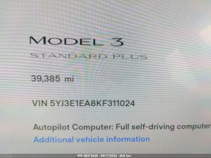 2019 TESLA MODEL 3 RANGE - 5YJ3E1EA8KF311024