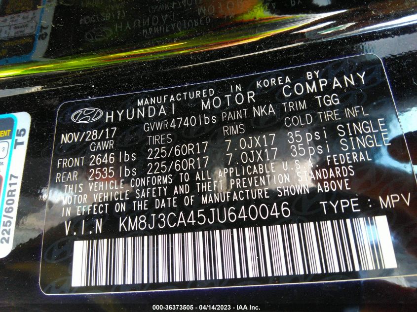 2018 HYUNDAI TUCSON SEL - KM8J3CA45JU640046