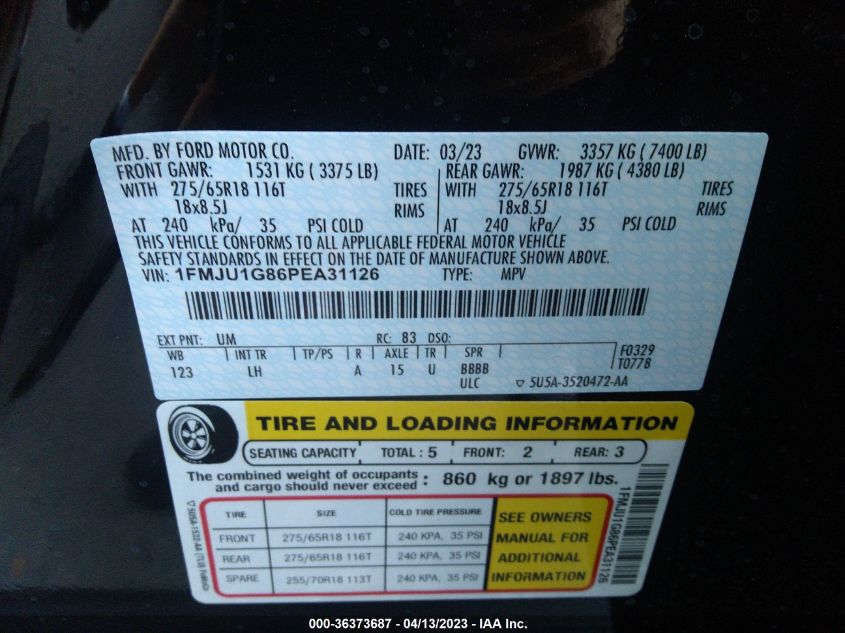 2023 FORD EXPEDITION XL - 1FMJU1G86PEA31126