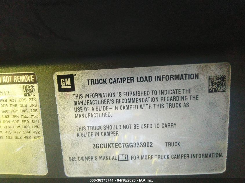 2016 CHEVROLET SILVERADO 1500 HIGH COUNTRY - 3GCUKTEC7GG333902