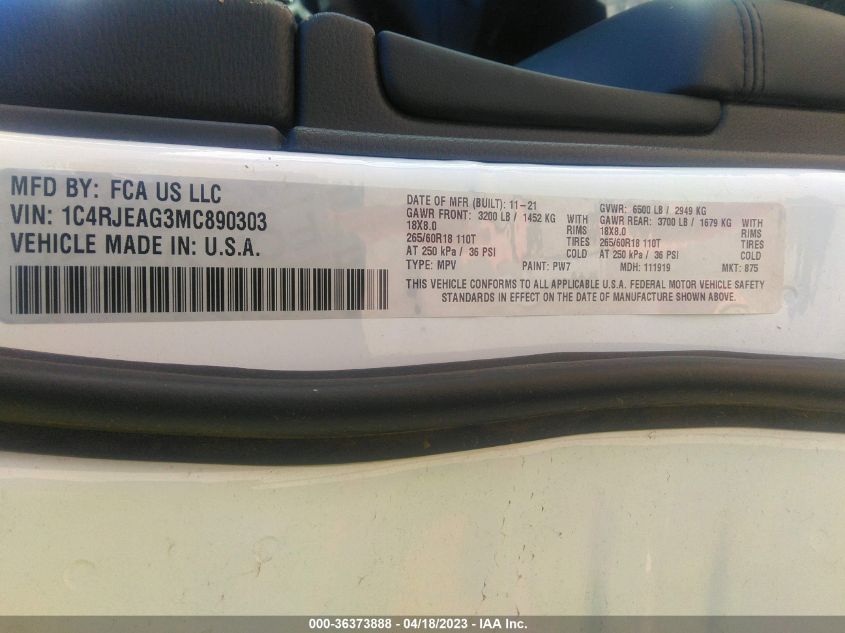 2021 JEEP GRAND CHEROKEE LAREDO E - 1C4RJEAG3MC890303