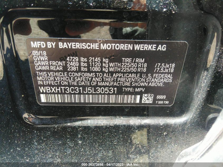 2018 BMW X1 XDRIVE28I - WBXHT3C31J5L30531