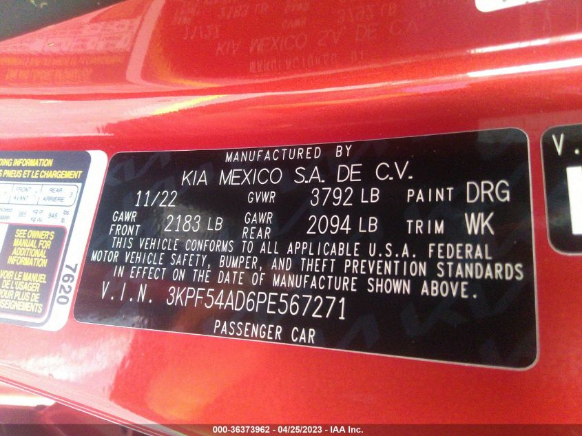 2023 KIA FORTE GT-LINE - 3KPF54AD6PE567271
