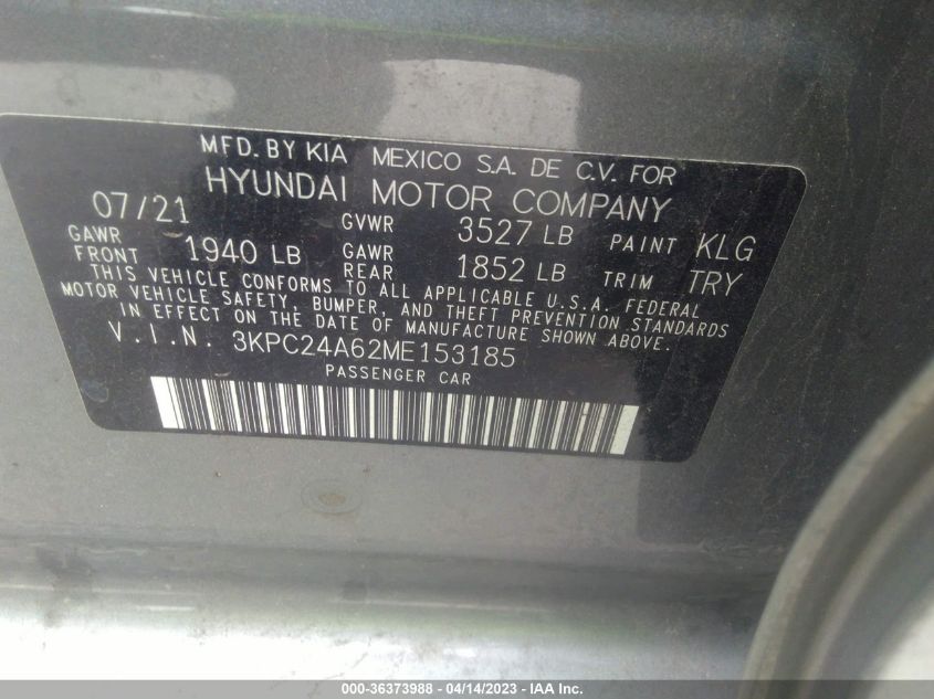 2021 HYUNDAI ACCENT SE - 3KPC24A62ME153185