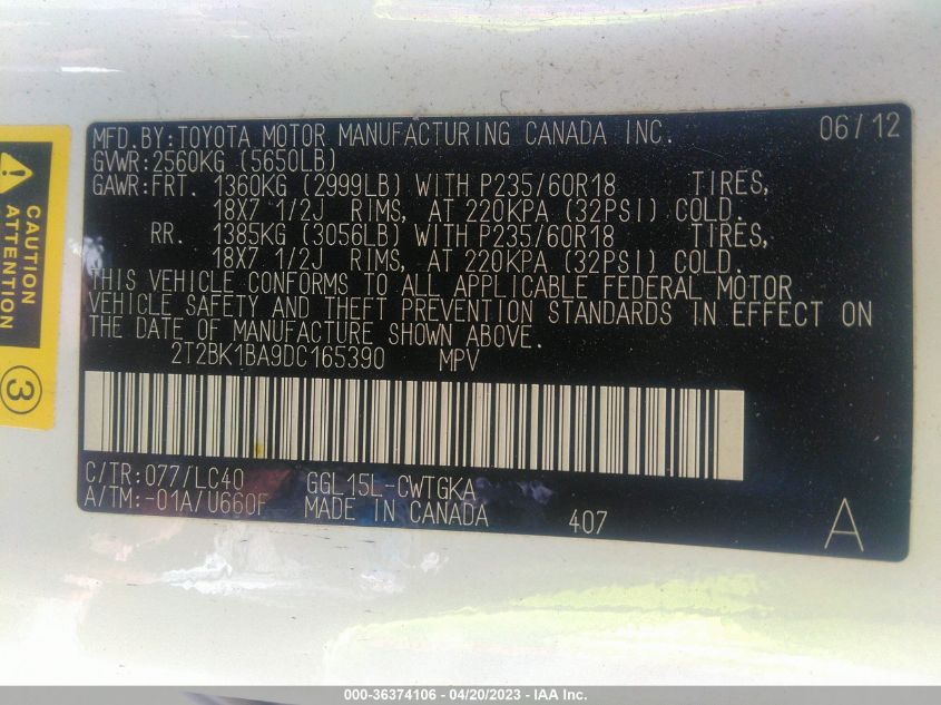 2013 LEXUS RX 350 - 2T2BK1BA9DC165390