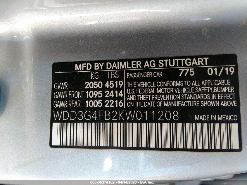2019 MERCEDES-BENZ A-CLASS A 220 - WDD3G4FB2KW011208