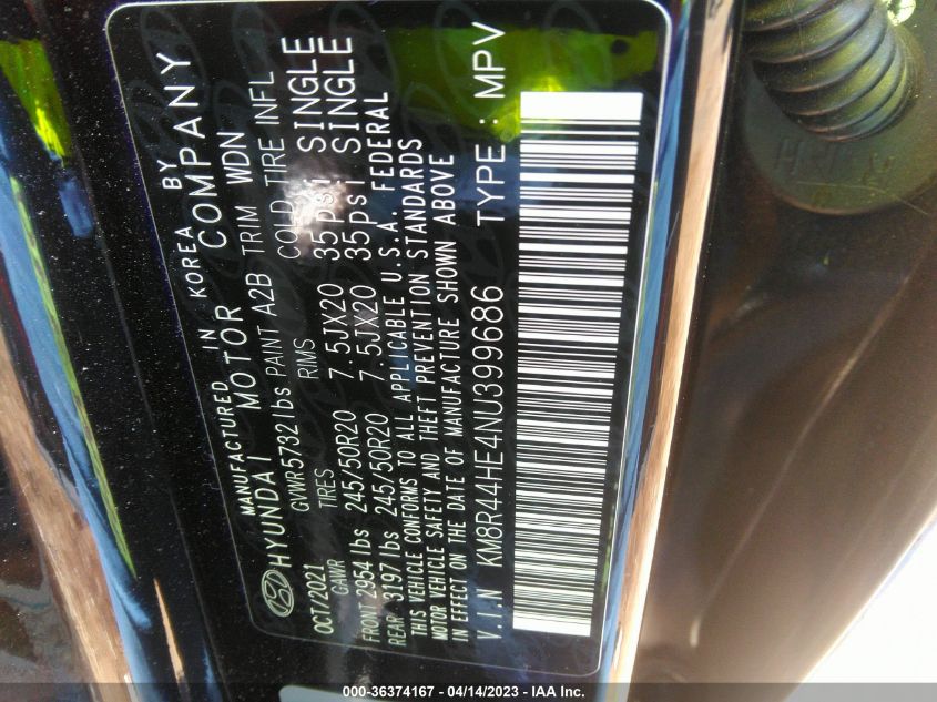 2022 HYUNDAI PALISADE SEL KM8R44HE4NU399686
