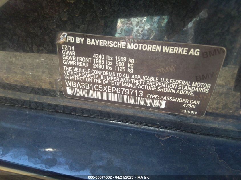 2014 BMW 3 SERIES 320I - WBA3B1C5XEP679713