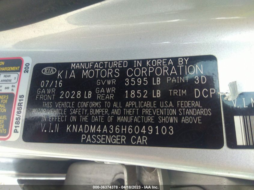 2017 KIA RIO LX - KNADM4A36H6049103