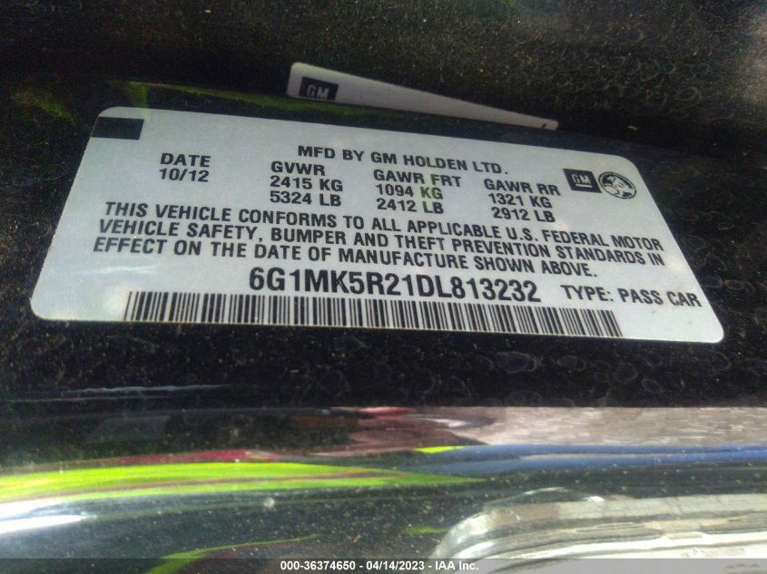 2013 CHEVROLET CAPRICE POLICE PATROL POLICE 6G1MK5R21DL813232