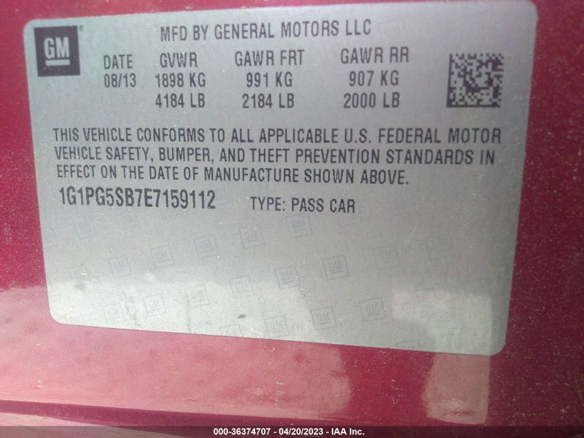 2014 CHEVROLET CRUZE LTZ - 1G1PG5SB7E7159112
