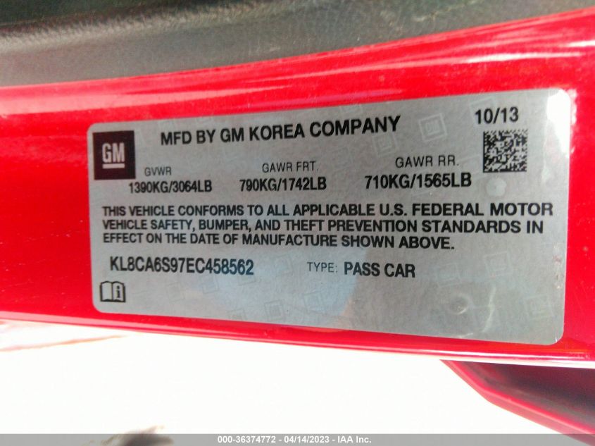 2014 CHEVROLET SPARK LS - KL8CA6S97EC458562