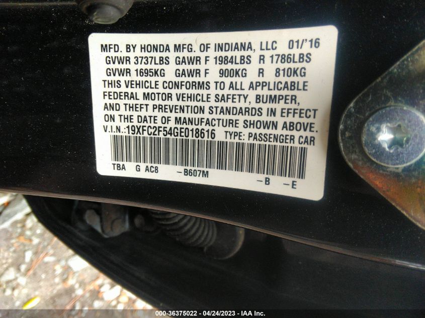 2016 HONDA CIVIC SEDAN LX - 19XFC2F54GE018616