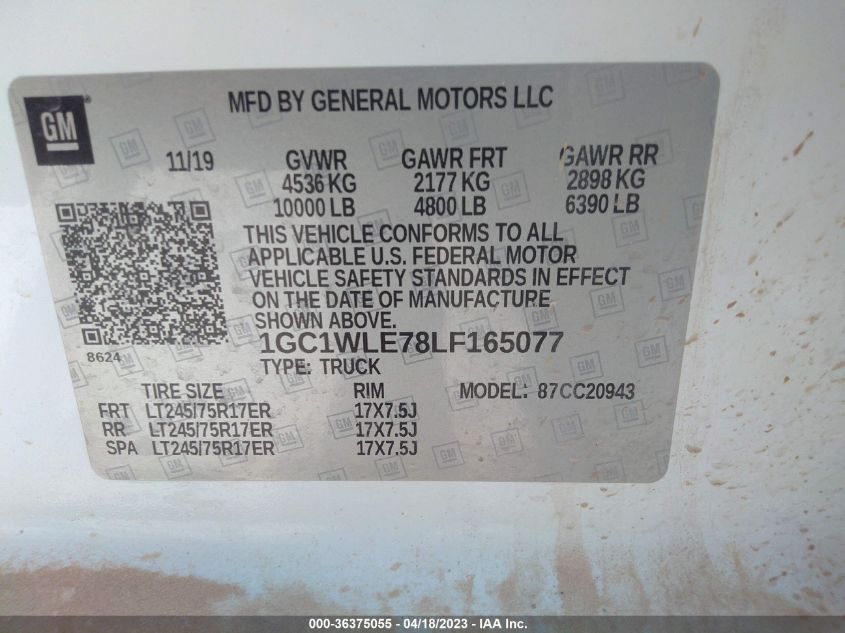 2020 CHEVROLET SILVERADO 2500HD WORK TRUCK - 1GC1WLE78LF165077