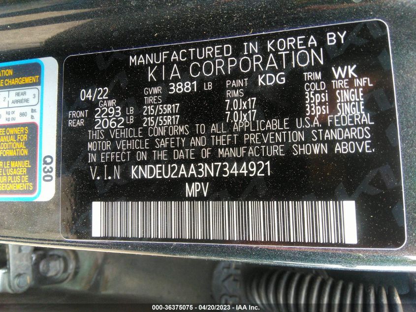 2022 KIA SELTOS S - KNDEU2AA3N7344921