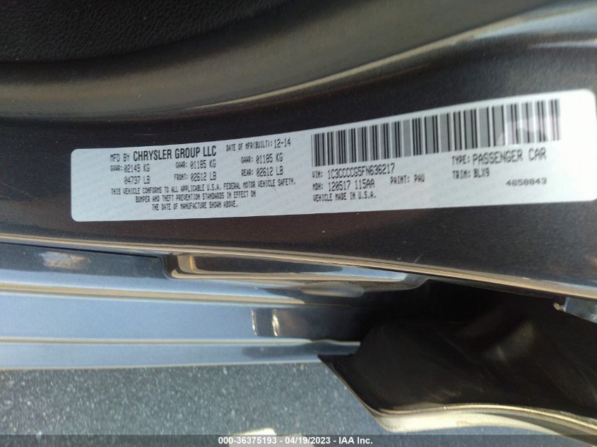 2015 CHRYSLER 200 C - 1C3CCCCG5FN636217