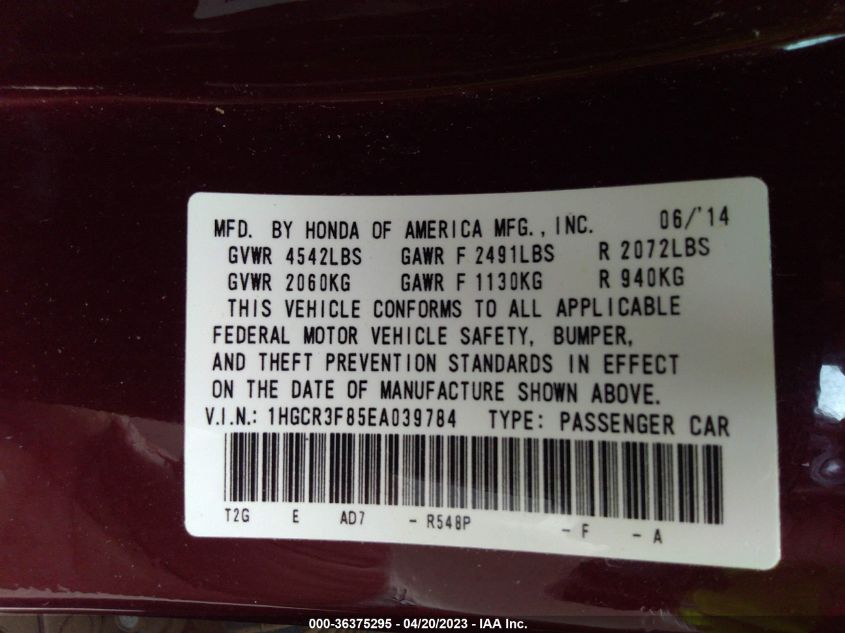2014 HONDA ACCORD SEDAN EX-L - 1HGCR3F85EA039784