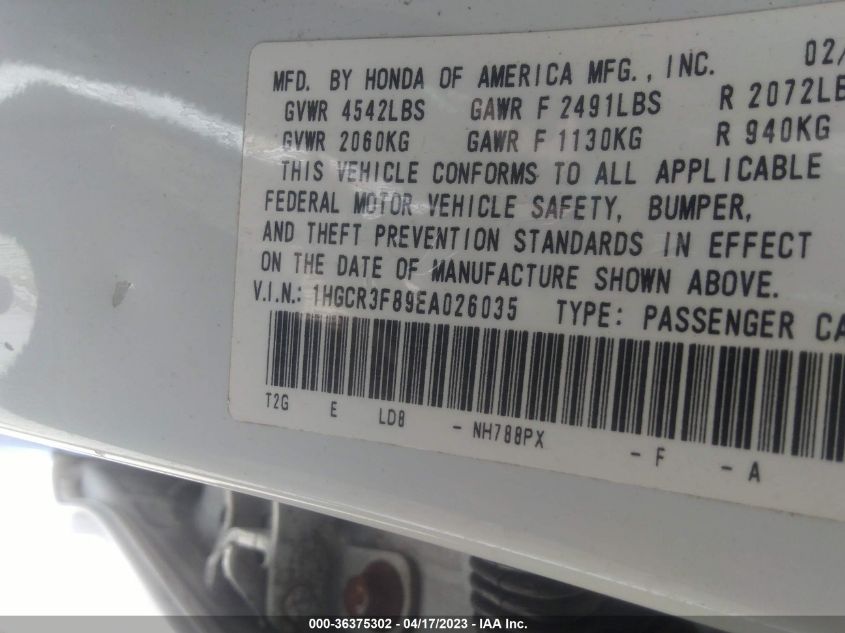 2014 HONDA ACCORD SEDAN EX-L - 1HGCR3F89EA026035