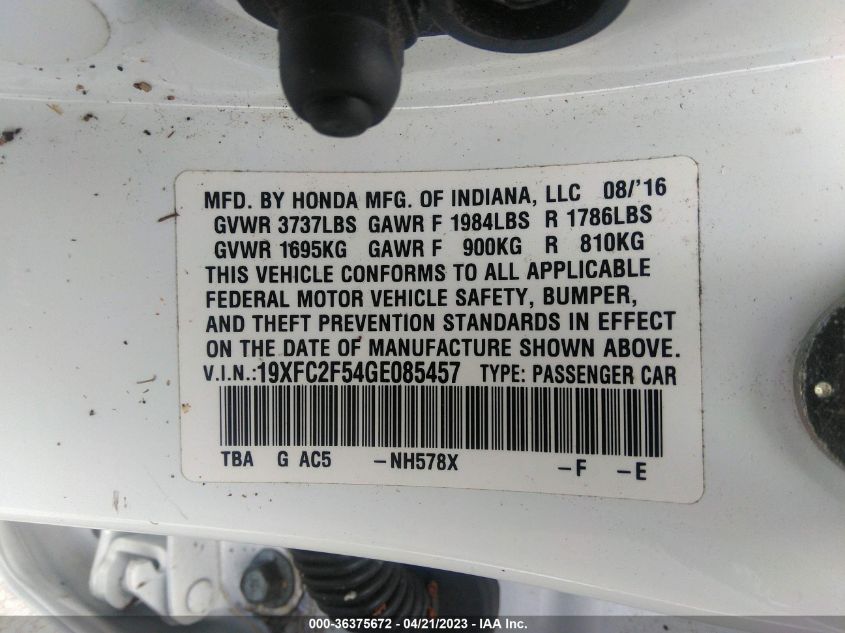 2016 HONDA CIVIC SEDAN LX - 19XFC2F54GE085457