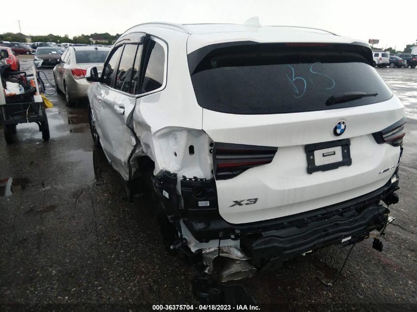 2022 BMW X3 SDRIVE30I - 5UX43DP05N9N14028