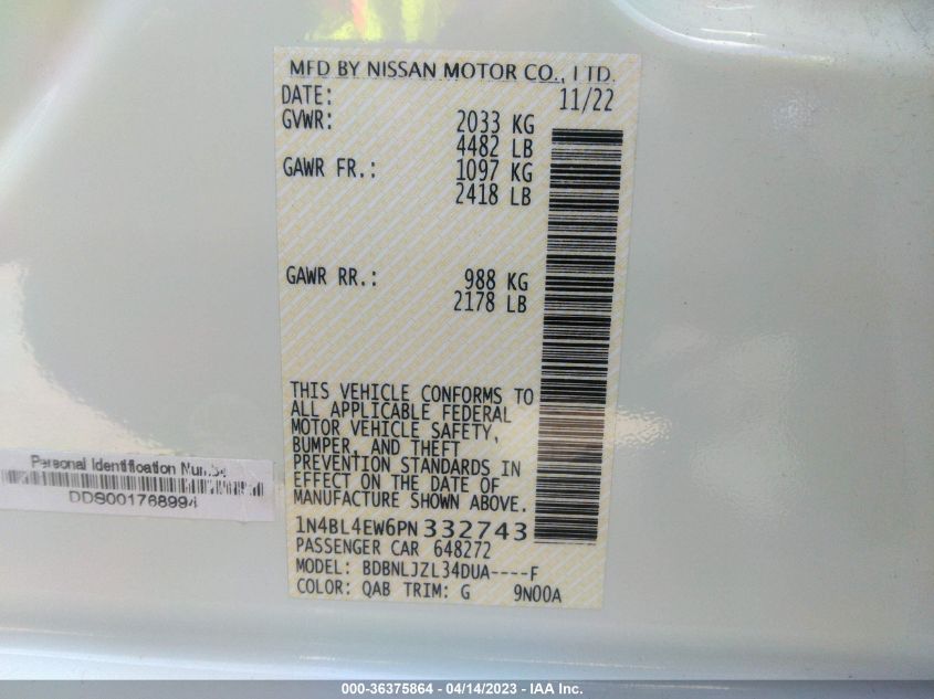 2023 NISSAN ALTIMA 2.5 SL - 1N4BL4EW6PN332743