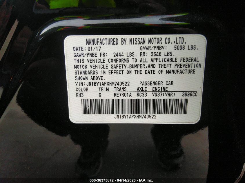 2017 INFINITI Q70 3.7 - JN1BY1APXHM740522