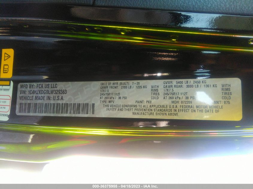 2020 JEEP WRANGLER UNLIMITED FREEDOM - 1C4HJXDG0LW329363