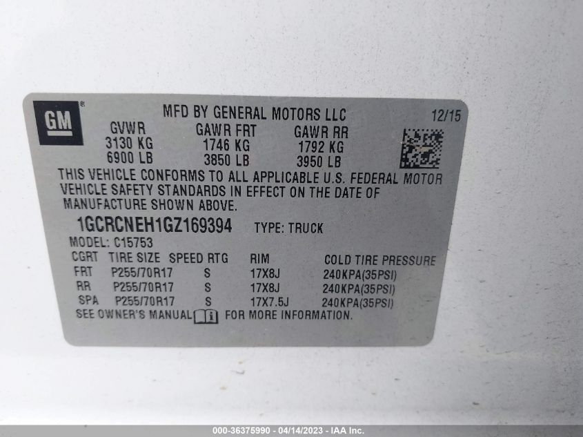 2016 CHEVROLET SILVERADO 1500 LS - 1GCRCNEH1GZ169394