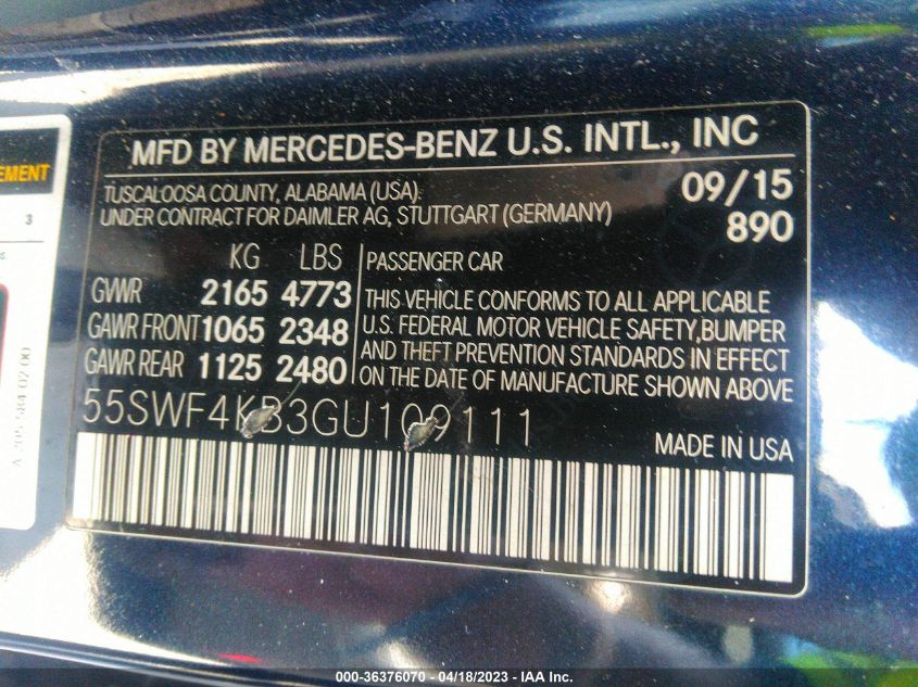 2016 MERCEDES-BENZ C-CLASS C 300 - 55SWF4KB3GU109111